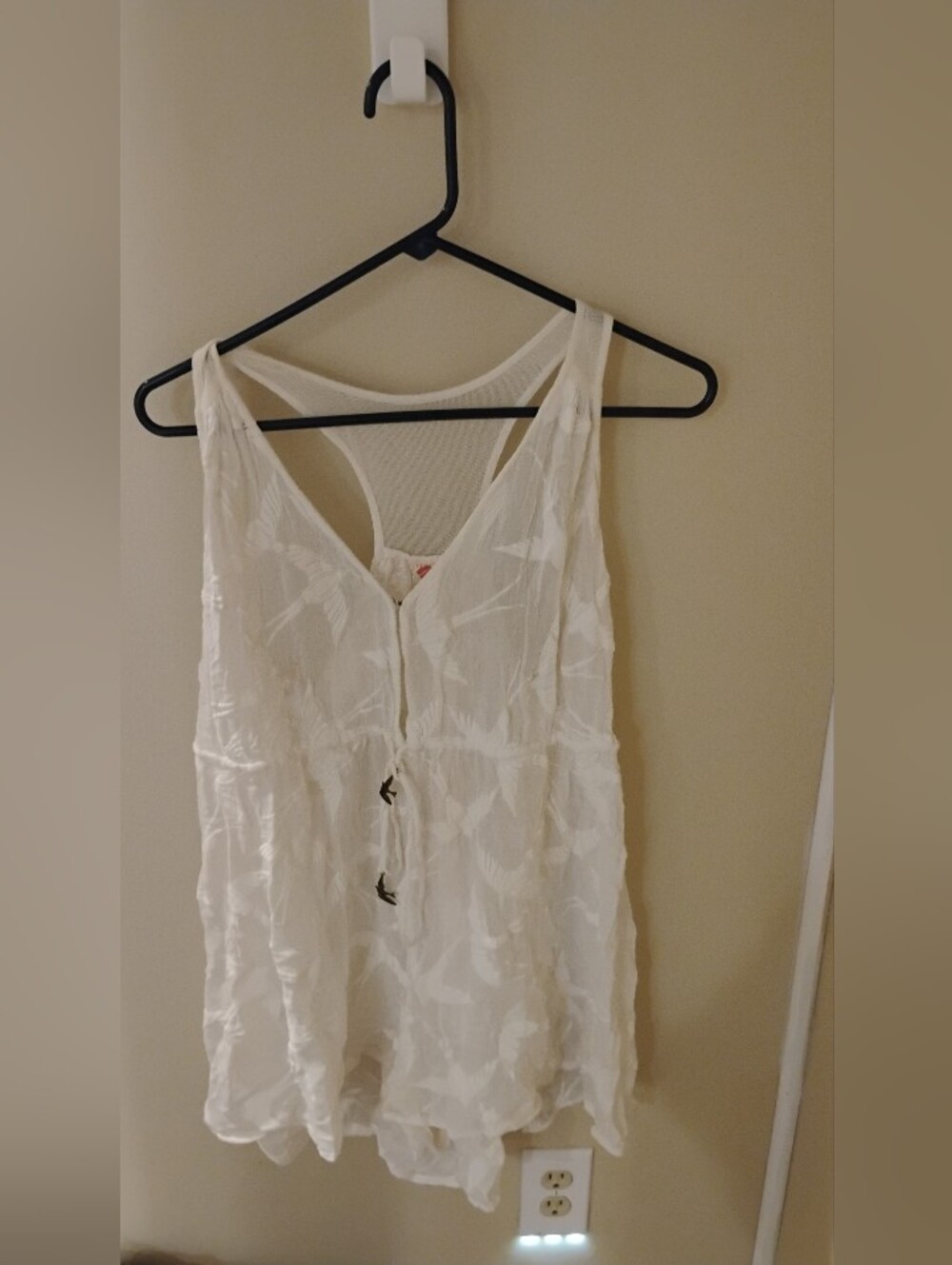 Anthropologie Lilka Womens Embroidered Shorebird Cotton Sheer Romper Sz S